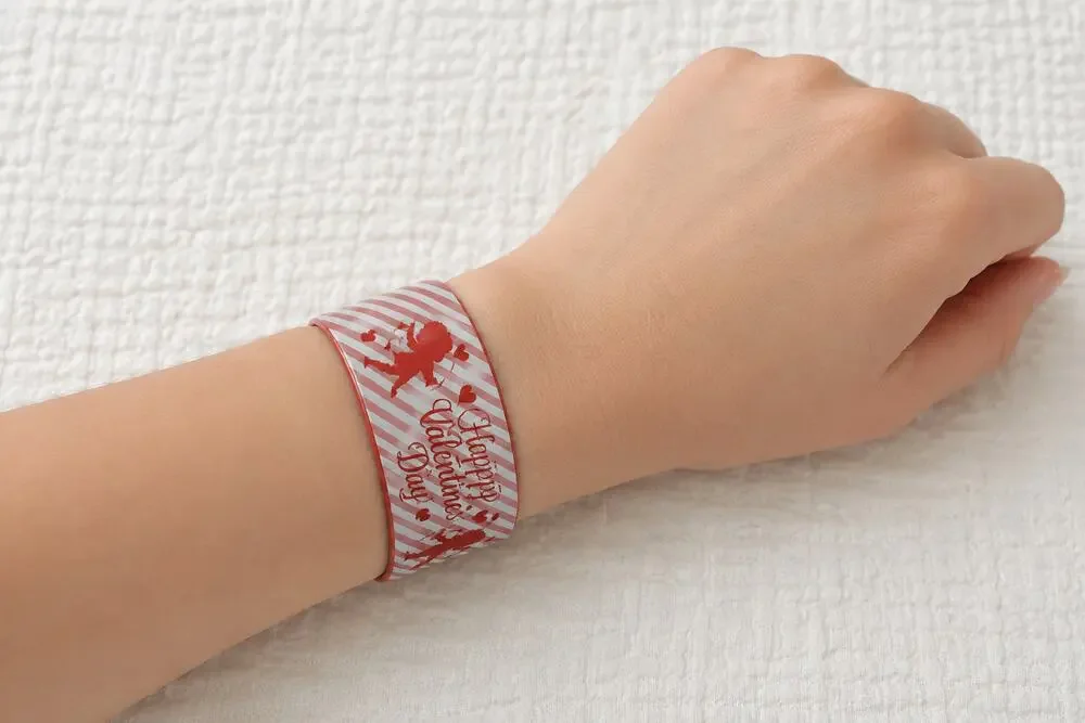 Slap Band Slap Bracelet Vinyl Coated Happy Valentine's Day